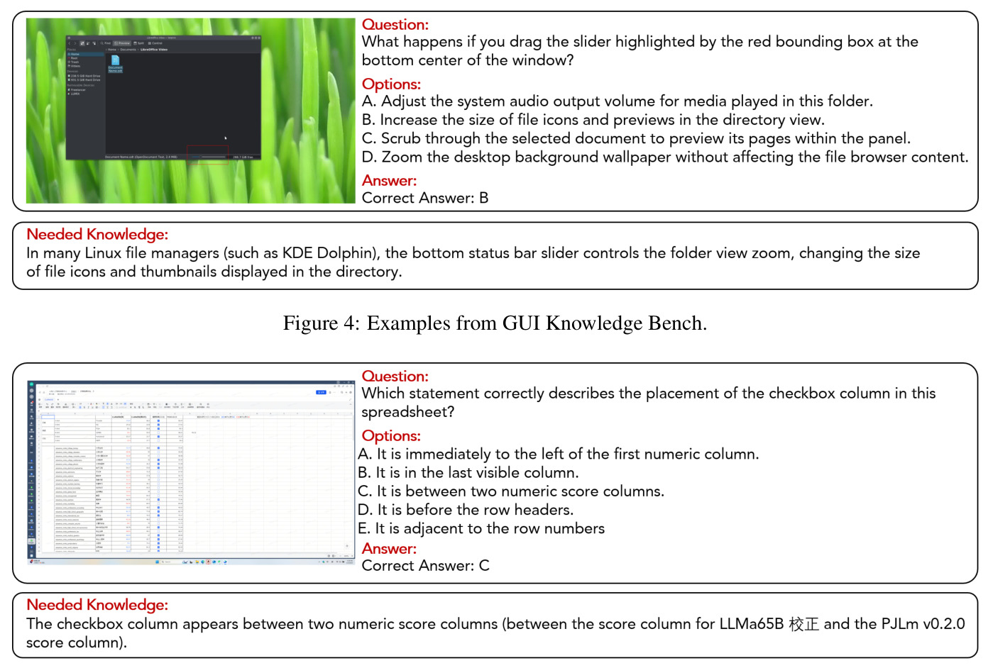 Examples from GUI Knowledge Bench.