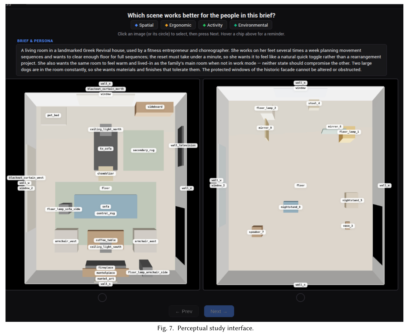 Perceptual study interface