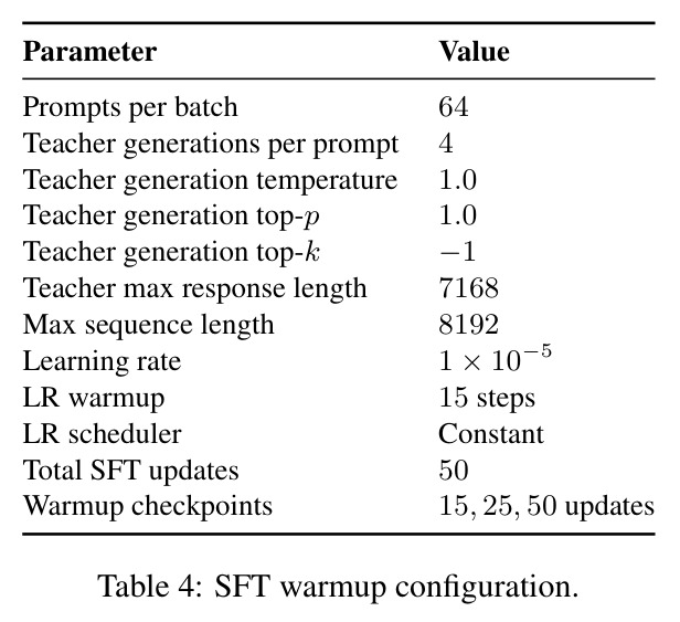 SFT warmup configuration