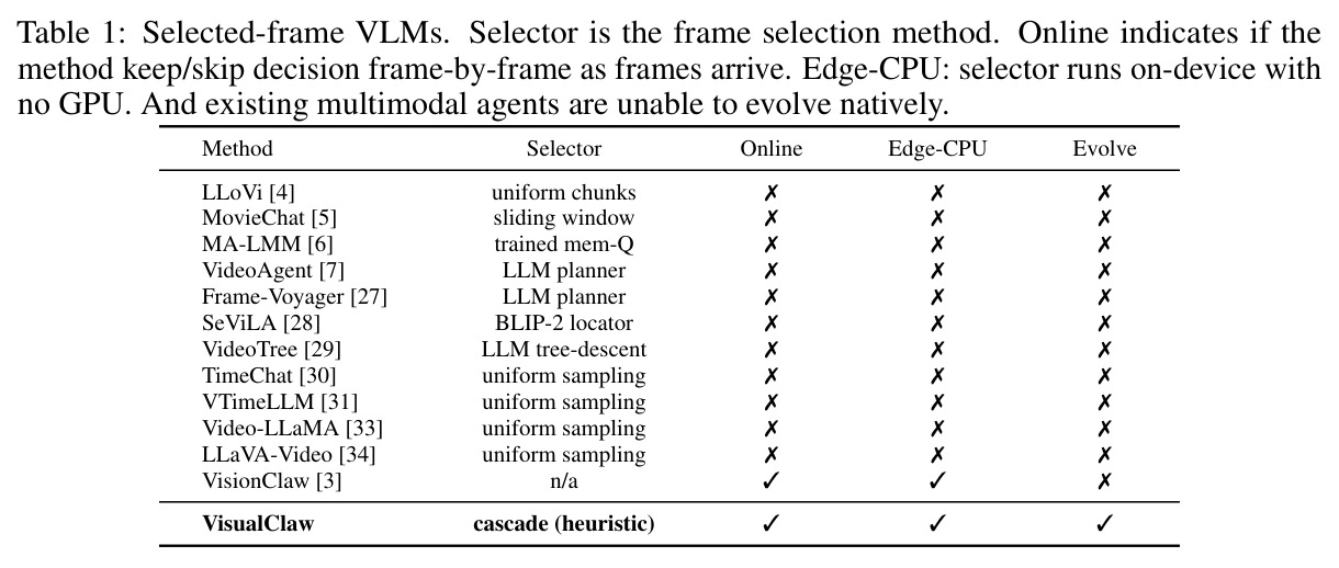 Selected-frame VLMs 对比