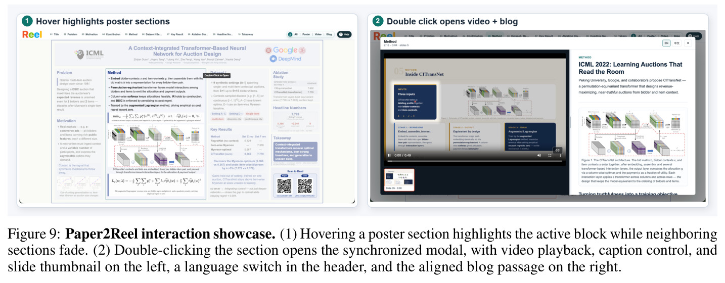 Paper2Reel interaction showcase