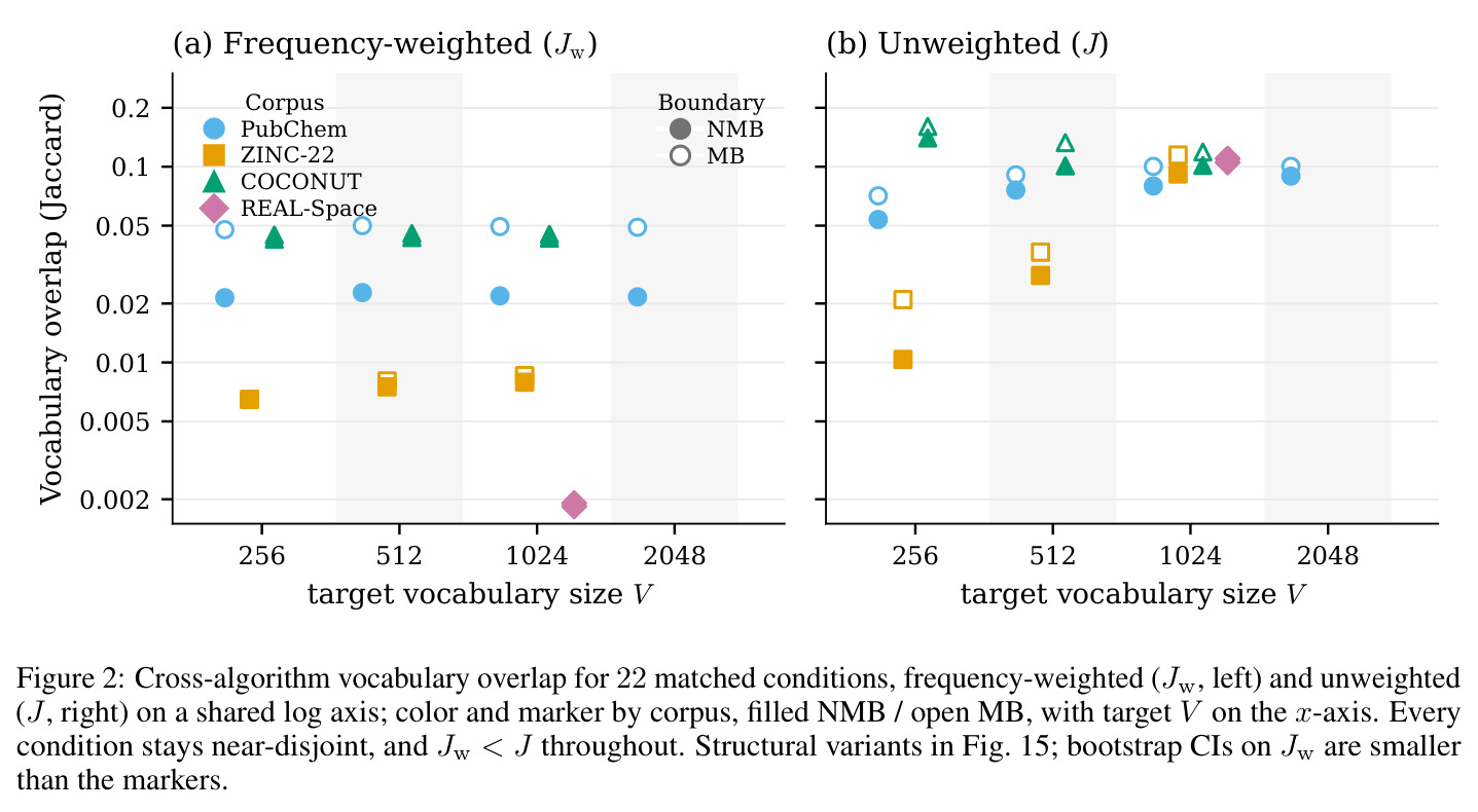 Cross-algorithm vocabulary overlap for 22 matched conditions.