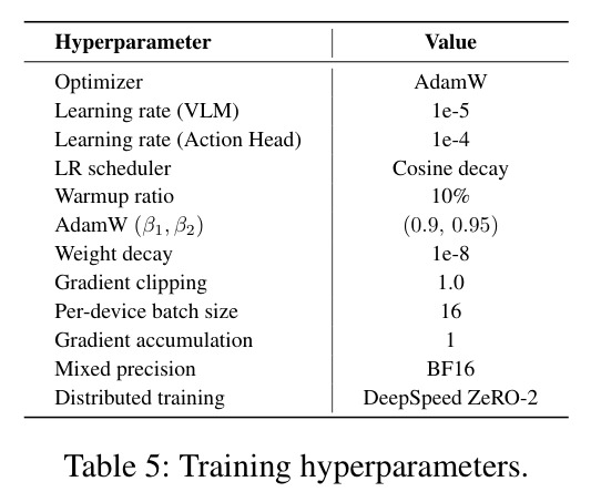 Training hyperparameters