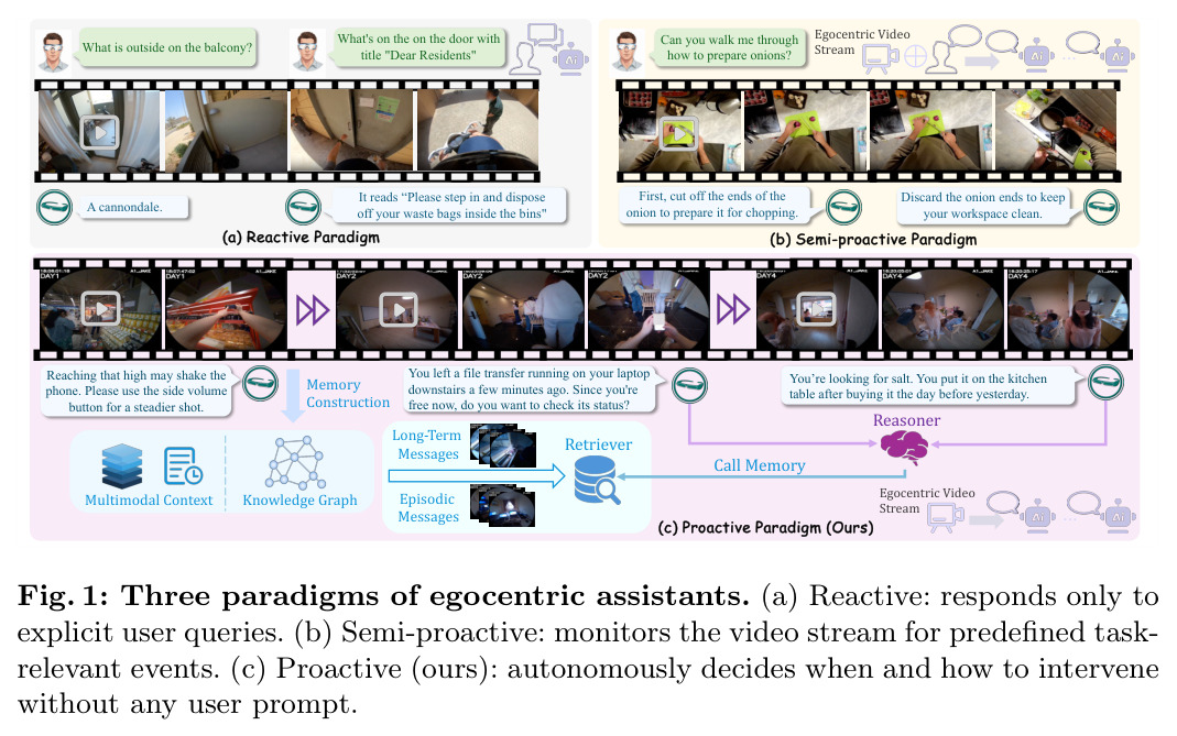 Three paradigms of egocentric assistants