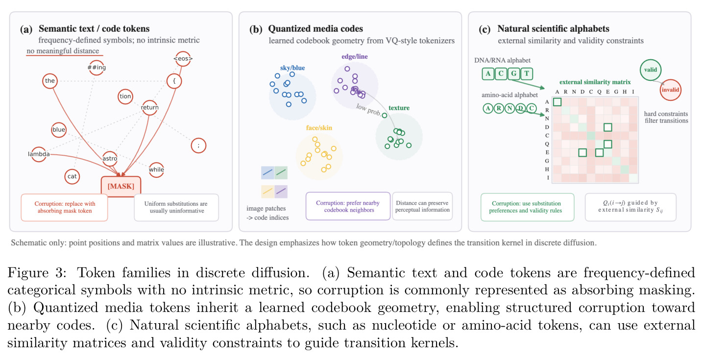 Token families in discrete diffusion.