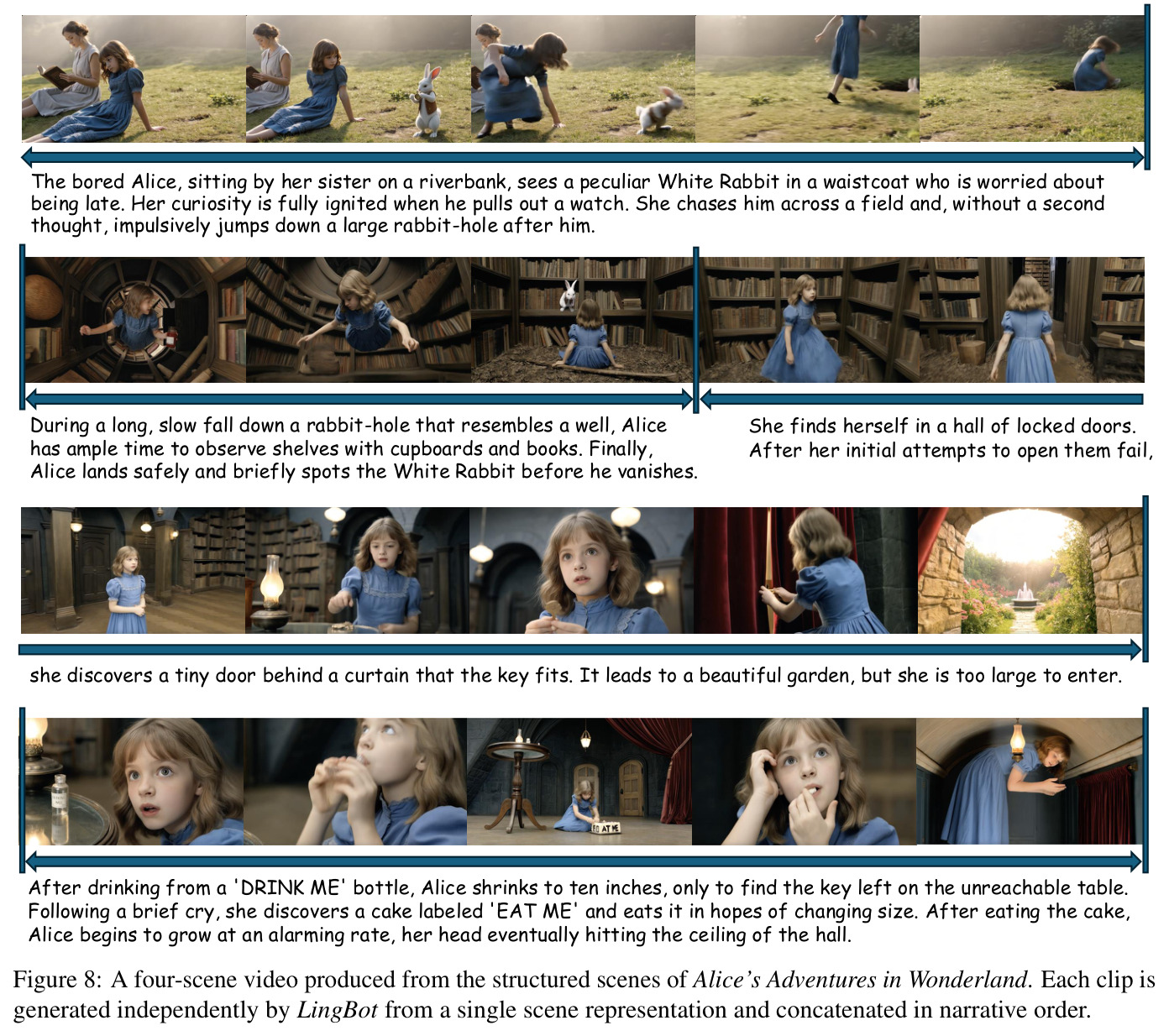 A four-scene video produced from the structured scenes of Alice’s Adventures in Wonderland.