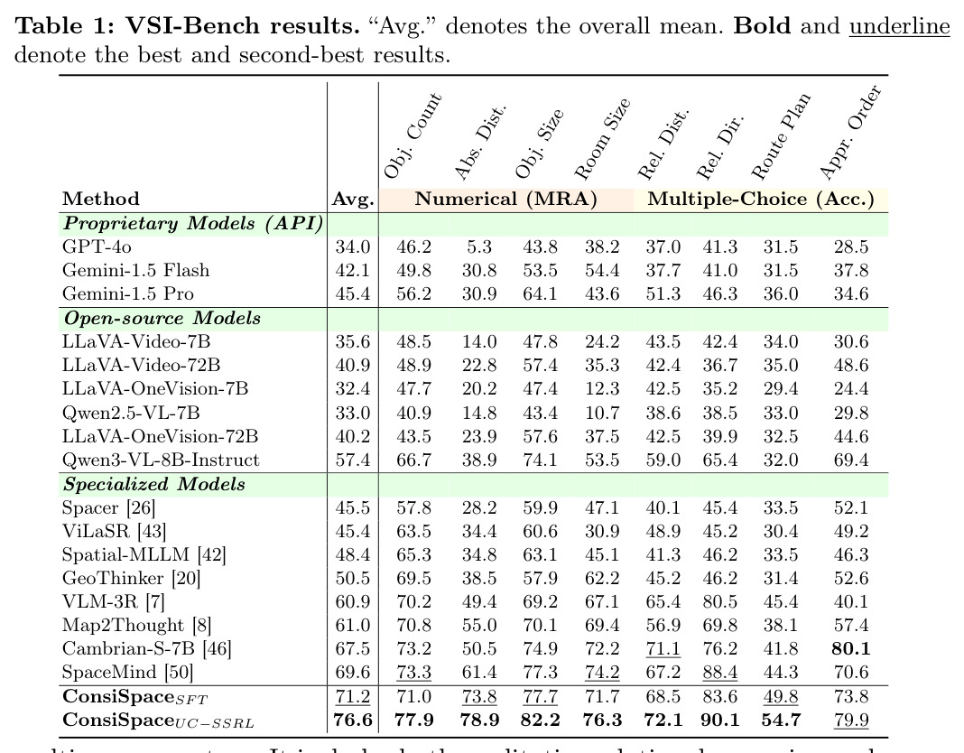 VSI-Bench results.