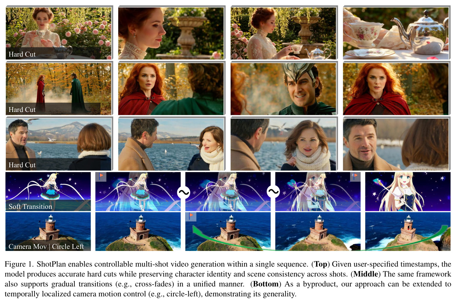 ShotPlan enables controllable multi-shot video generation within a single sequence.