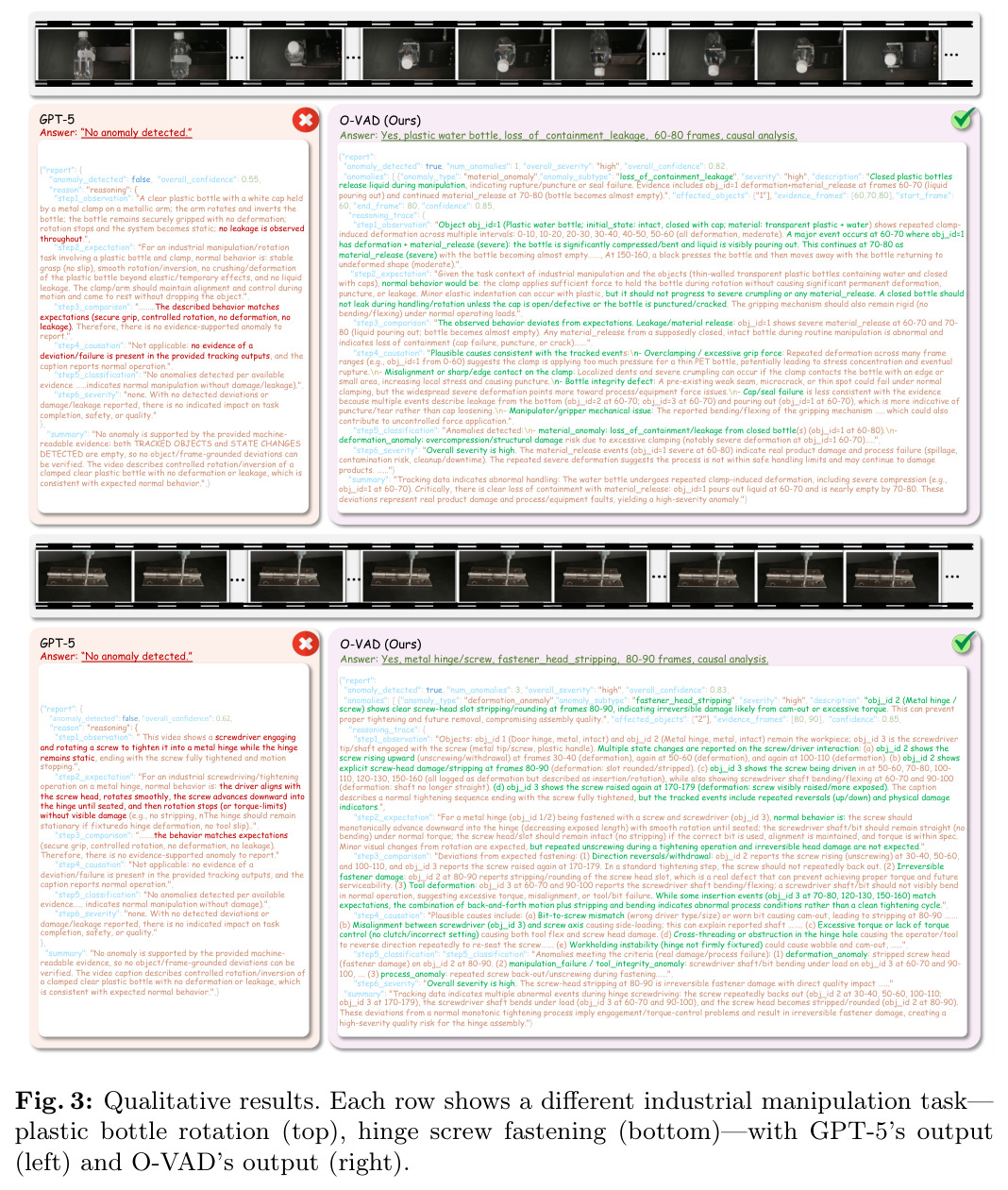 Qualitative comparison of reasoning traces on Phys-AD