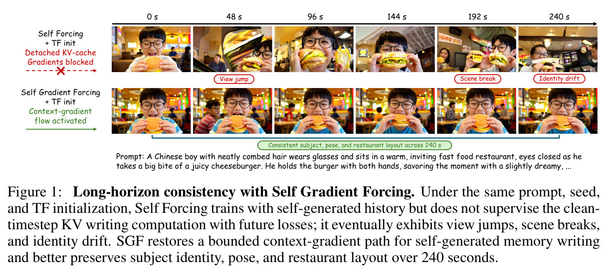 Long-horizon consistency with Self Gradient Forcing