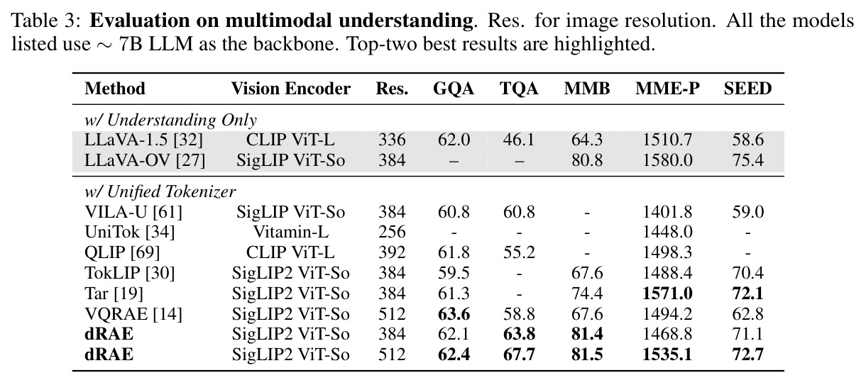 Evaluation on multimodal understanding.