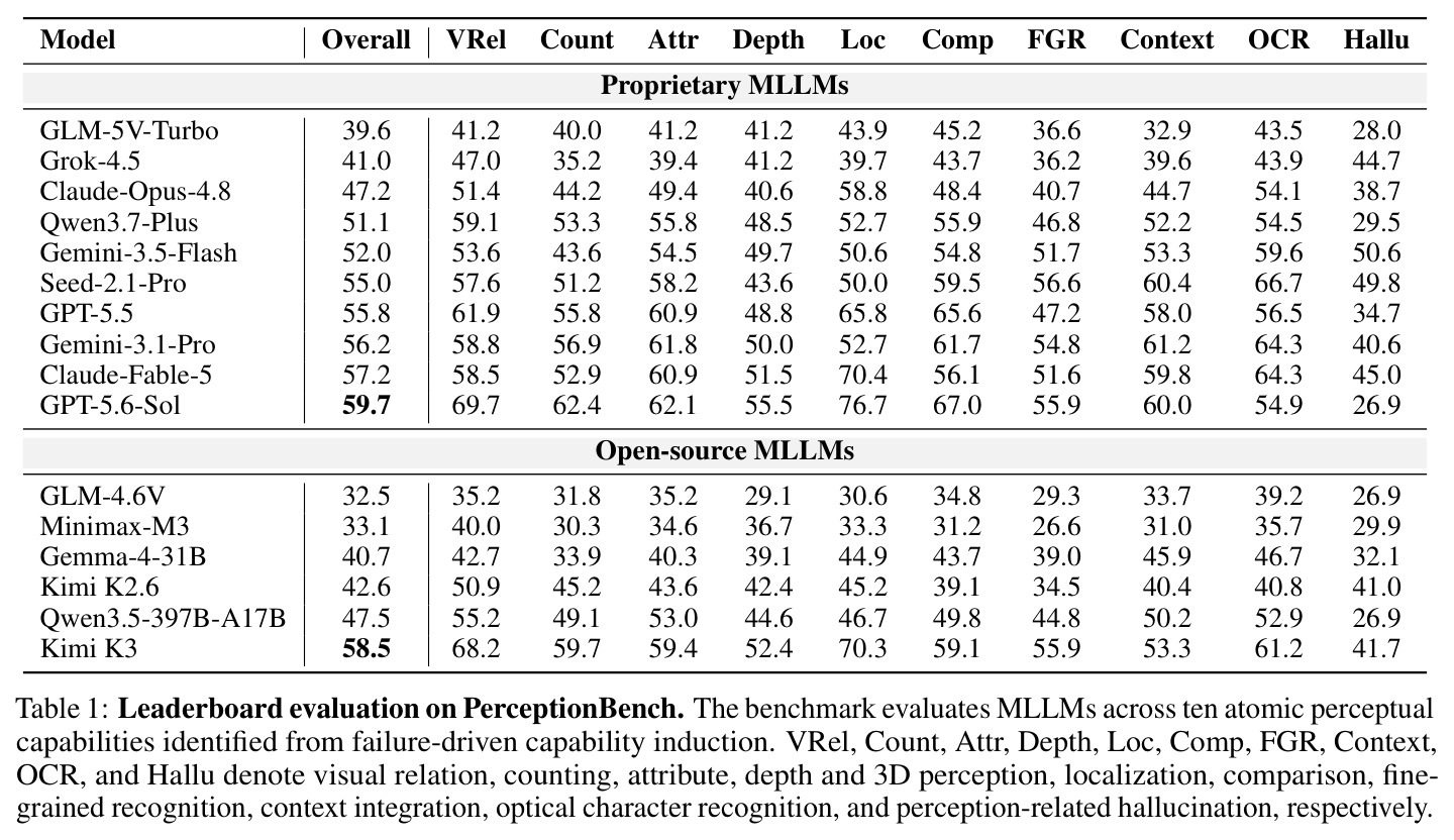 Leaderboard evaluation on PerceptionBench