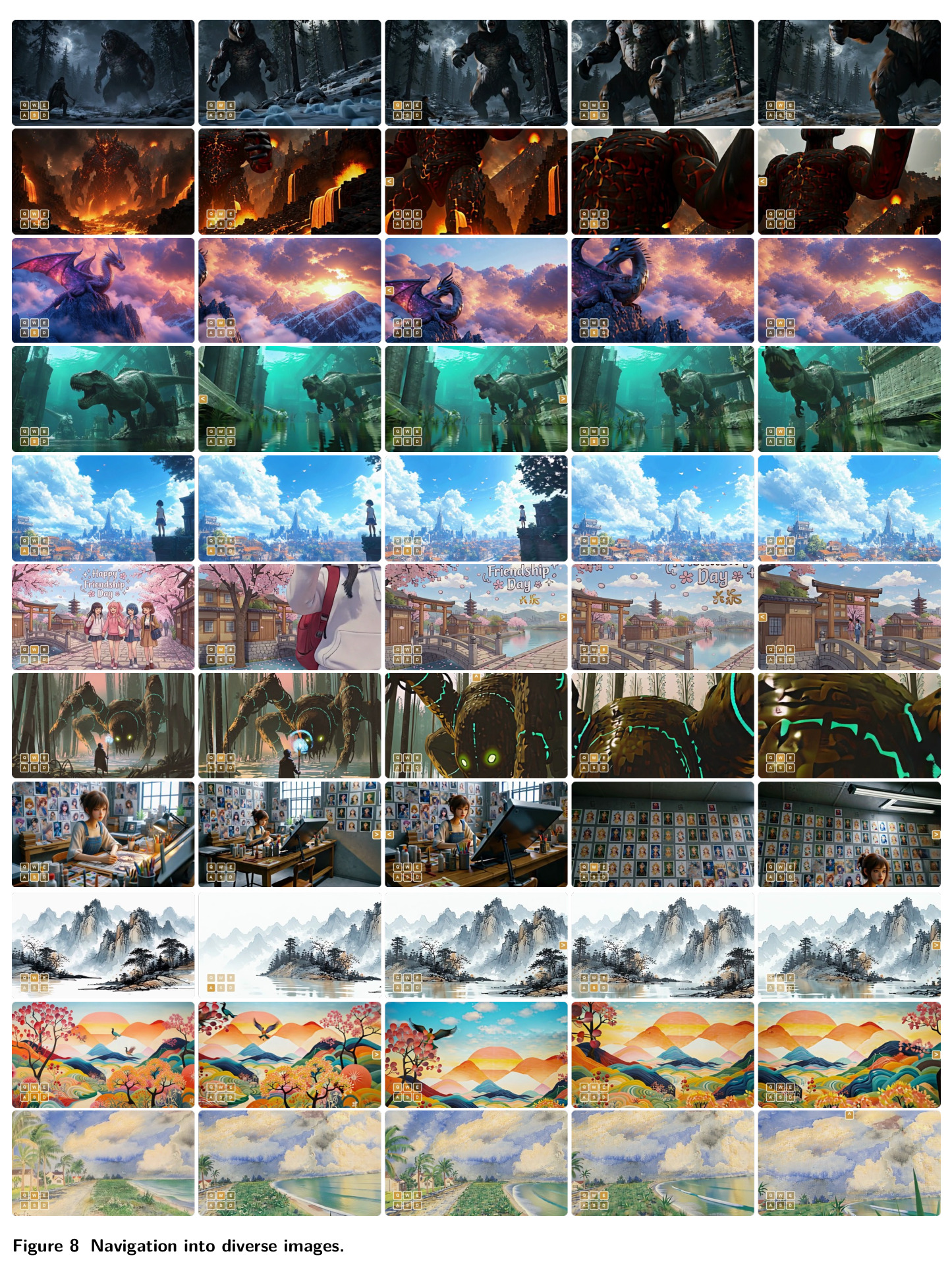 Navigation into diverse images.