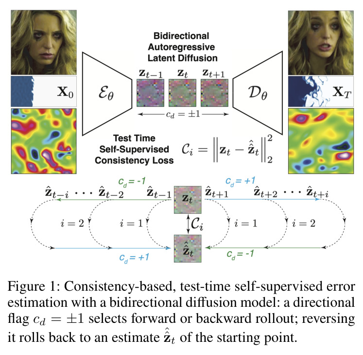 Consistency-based, test-time self-supervised error estimation with a bidirectional diffusion model