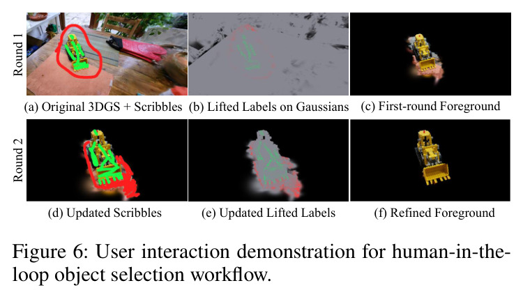 User interaction demonstration for human-in-the-loop object selection workflow.