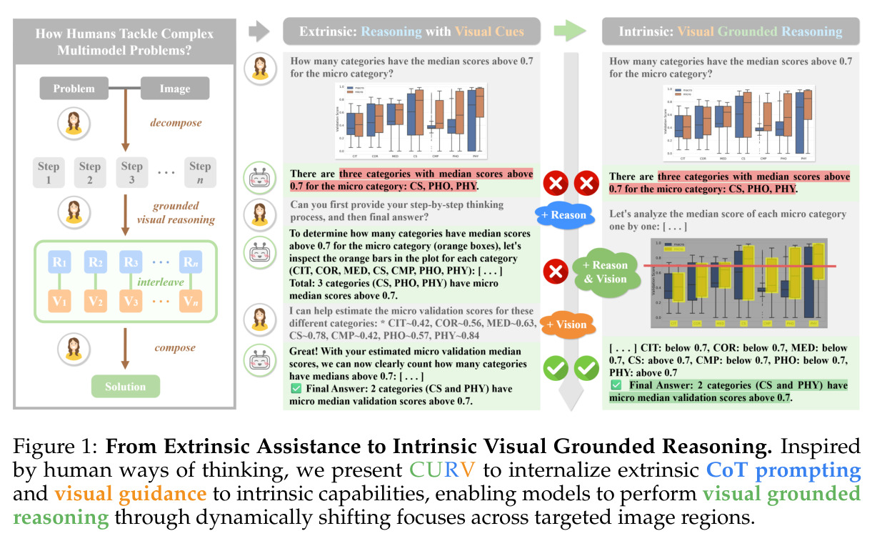 From Extrinsic Assistance to Intrinsic Visual Grounded Reasoning