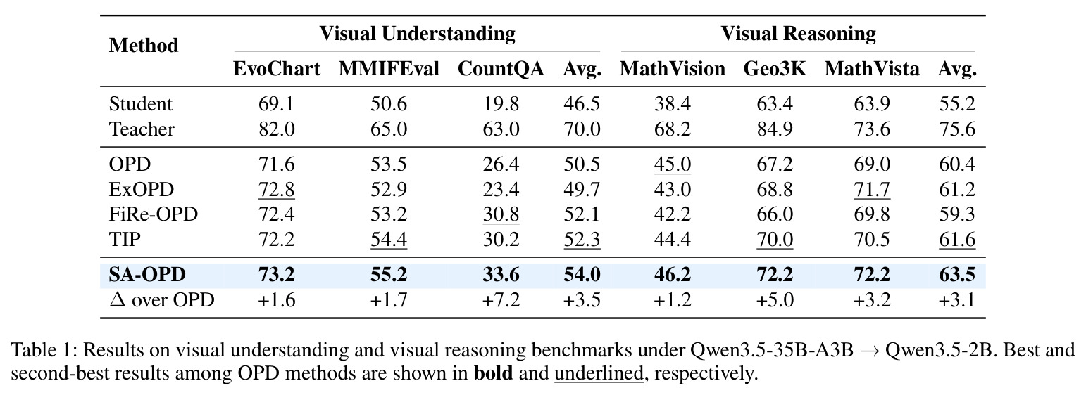 Results on visual understanding and visual reasoning benchmarks（VLM 视觉理解与视觉推理基准结果）