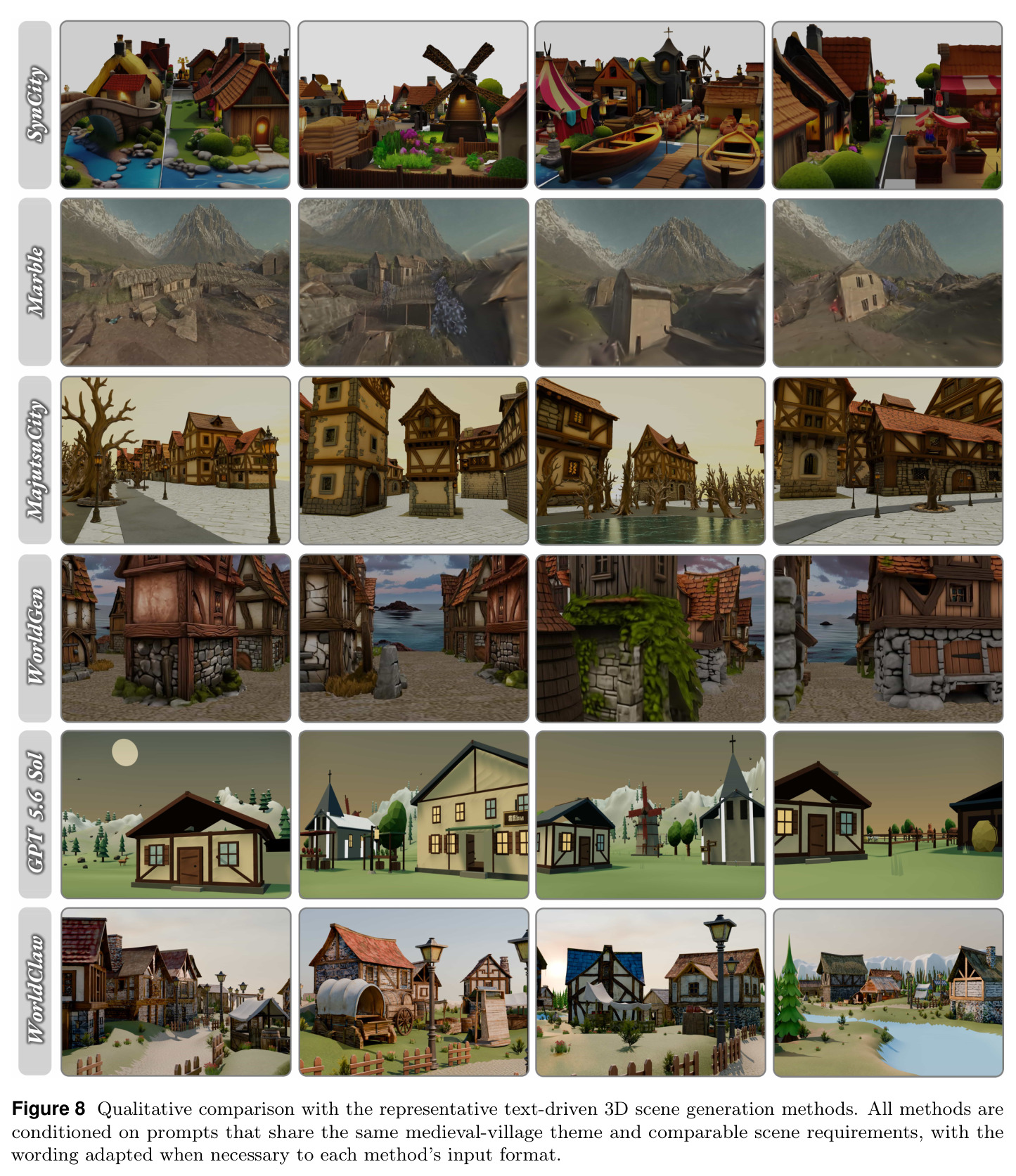 Qualitative comparison with representative text-driven 3D scene generation methods