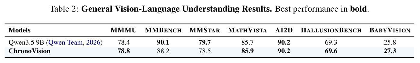 General Vision-Language Understanding Results