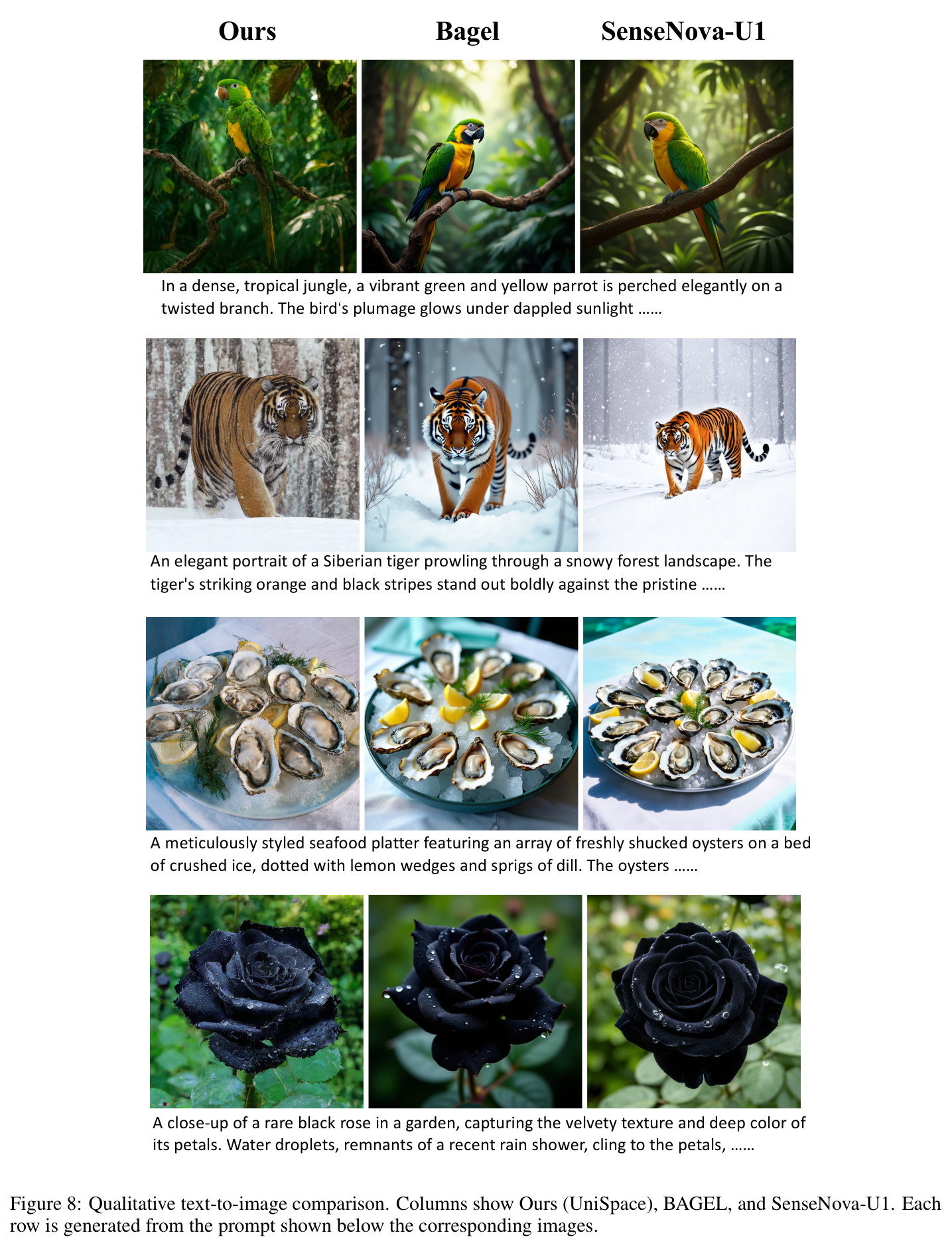 Qualitative text-to-image comparison.