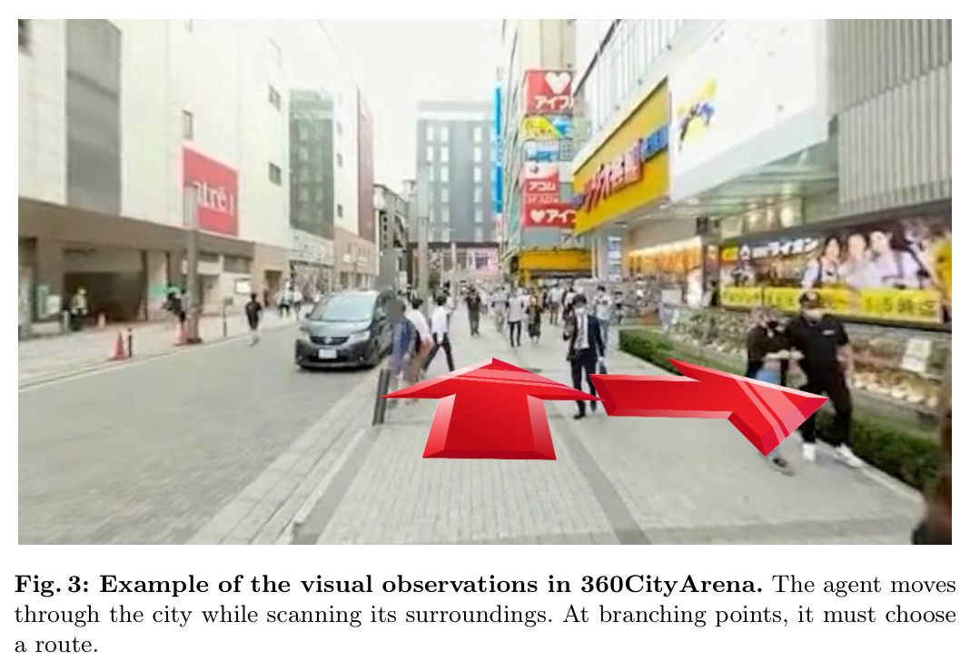 Example of the visual observations in 360CityArena.
