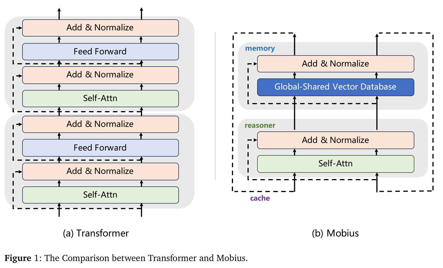 The Comparison between Transformer and Mobius.