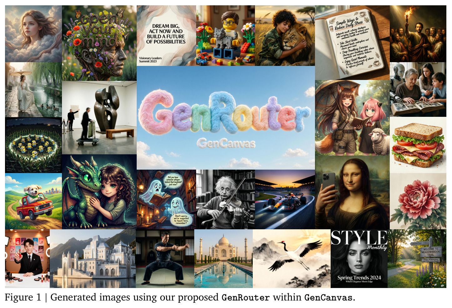 Generated images using our proposed GenRouter within GenCanvas.