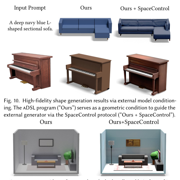 Articulated object generation results. Given text or image prompts, our system synthesizes structured assets together with joint-enabled part hierarchies, covering diverse articulated objects including industrial tools, appliances, and characters.