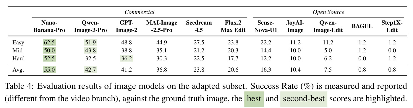Evaluation results of image models on the adapted subset
