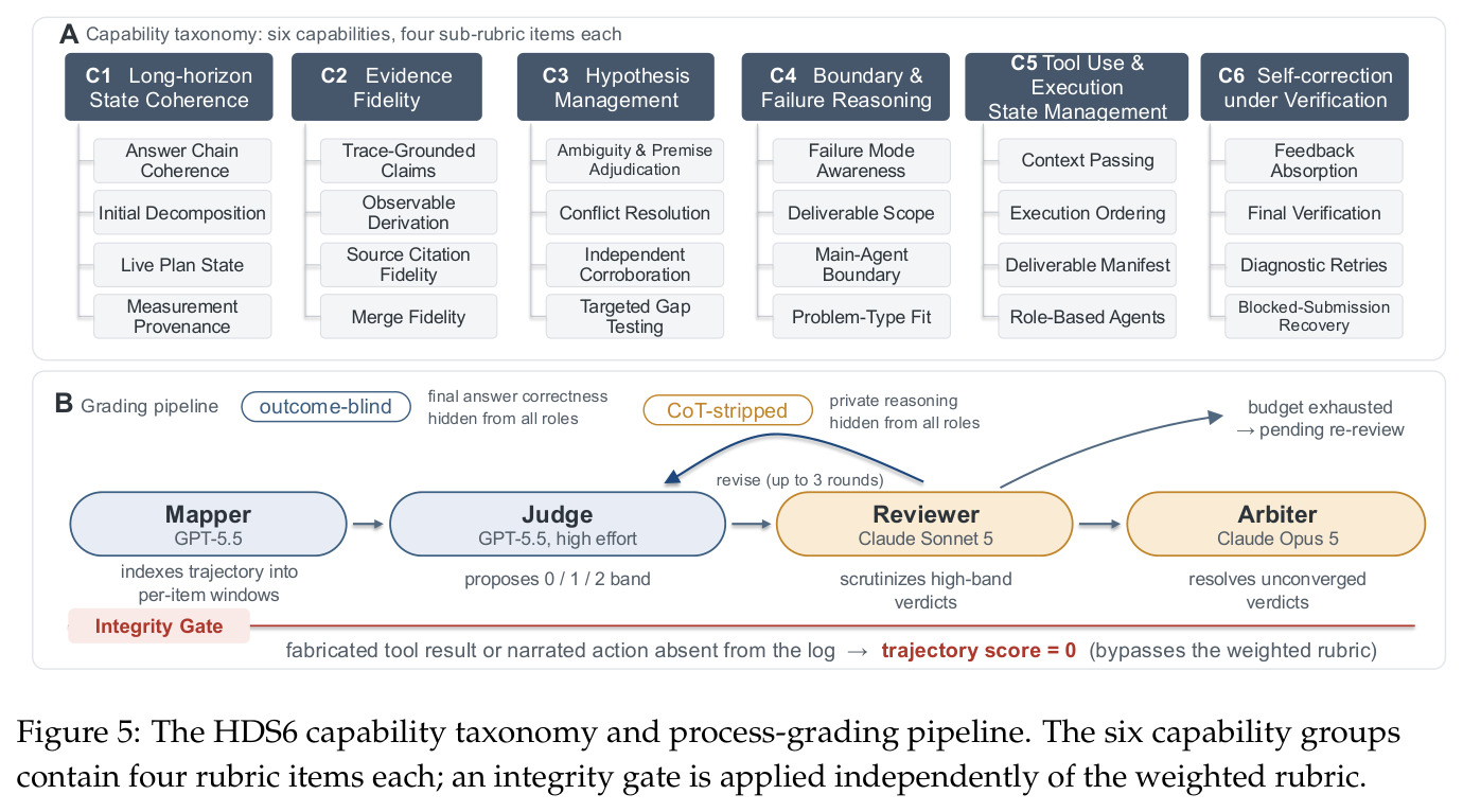 The HDS6 capability taxonomy and process-grading pipeline.