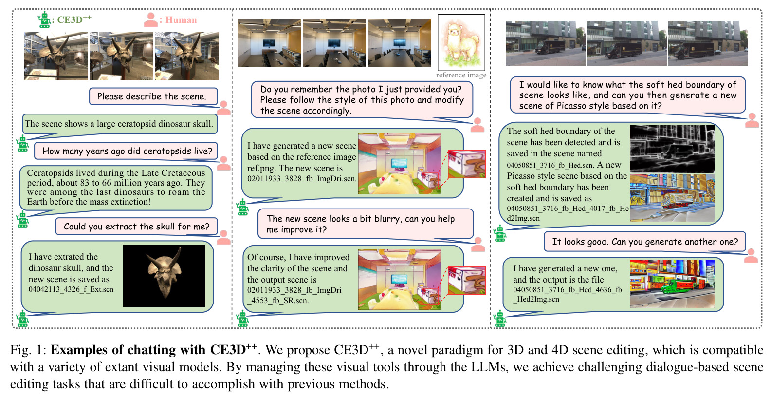 Examples of chatting with CE3D++