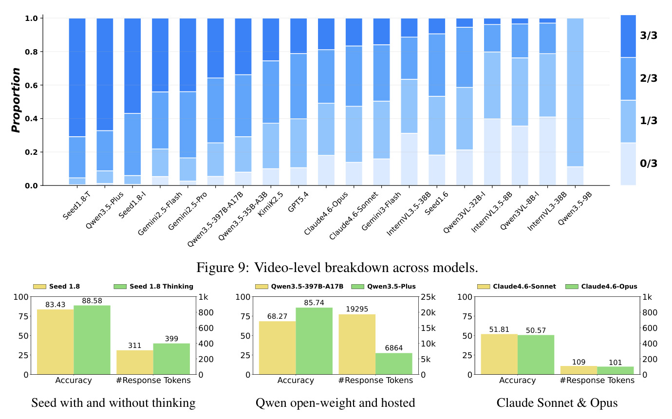 Video-level breakdown across models.