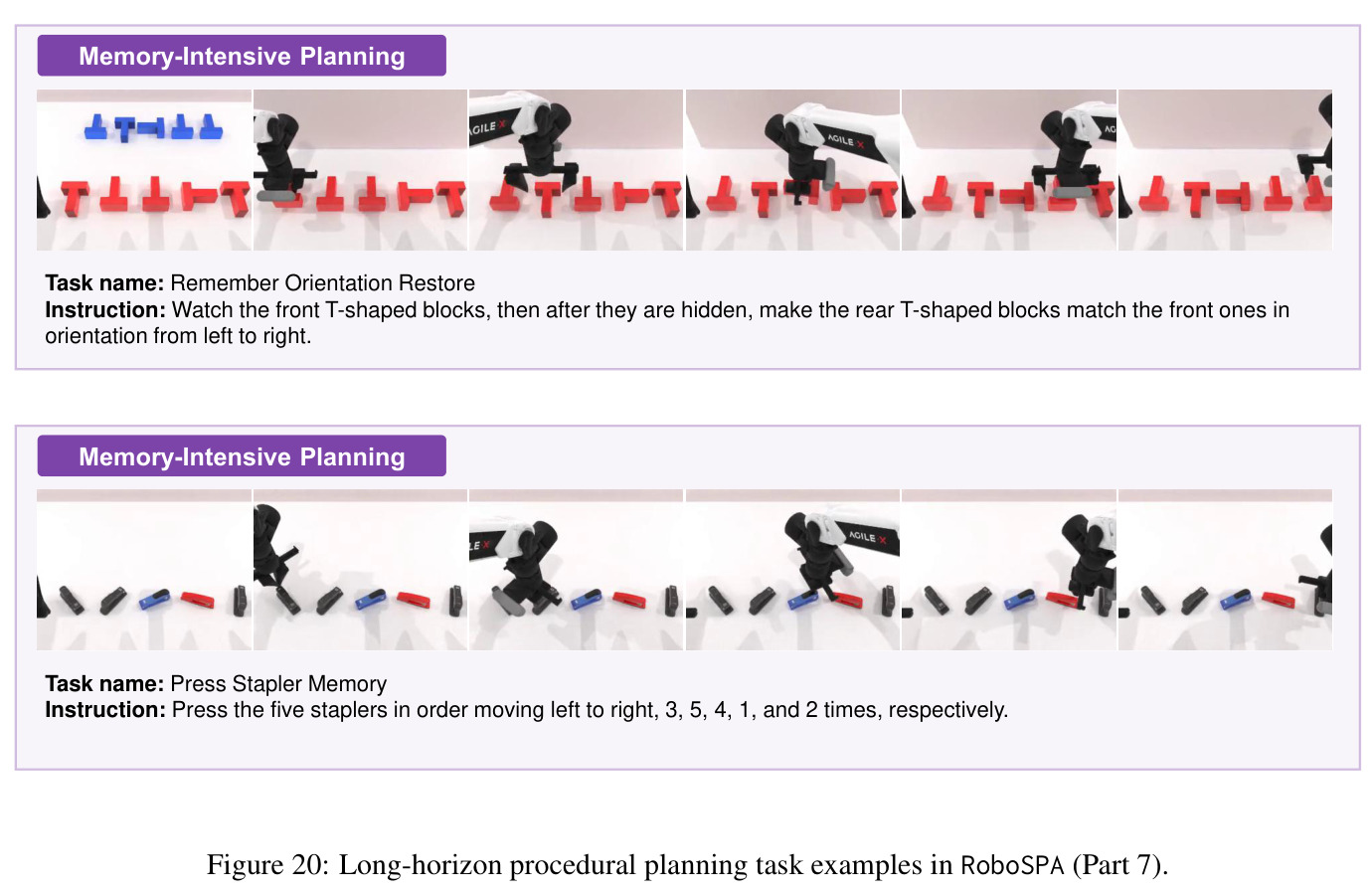 Task visualizations for the L5 variant of each RoboSPA task