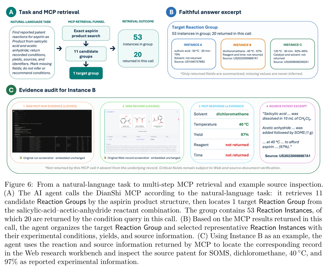 From a natural-language task to multi-step MCP retrieval and example source inspection