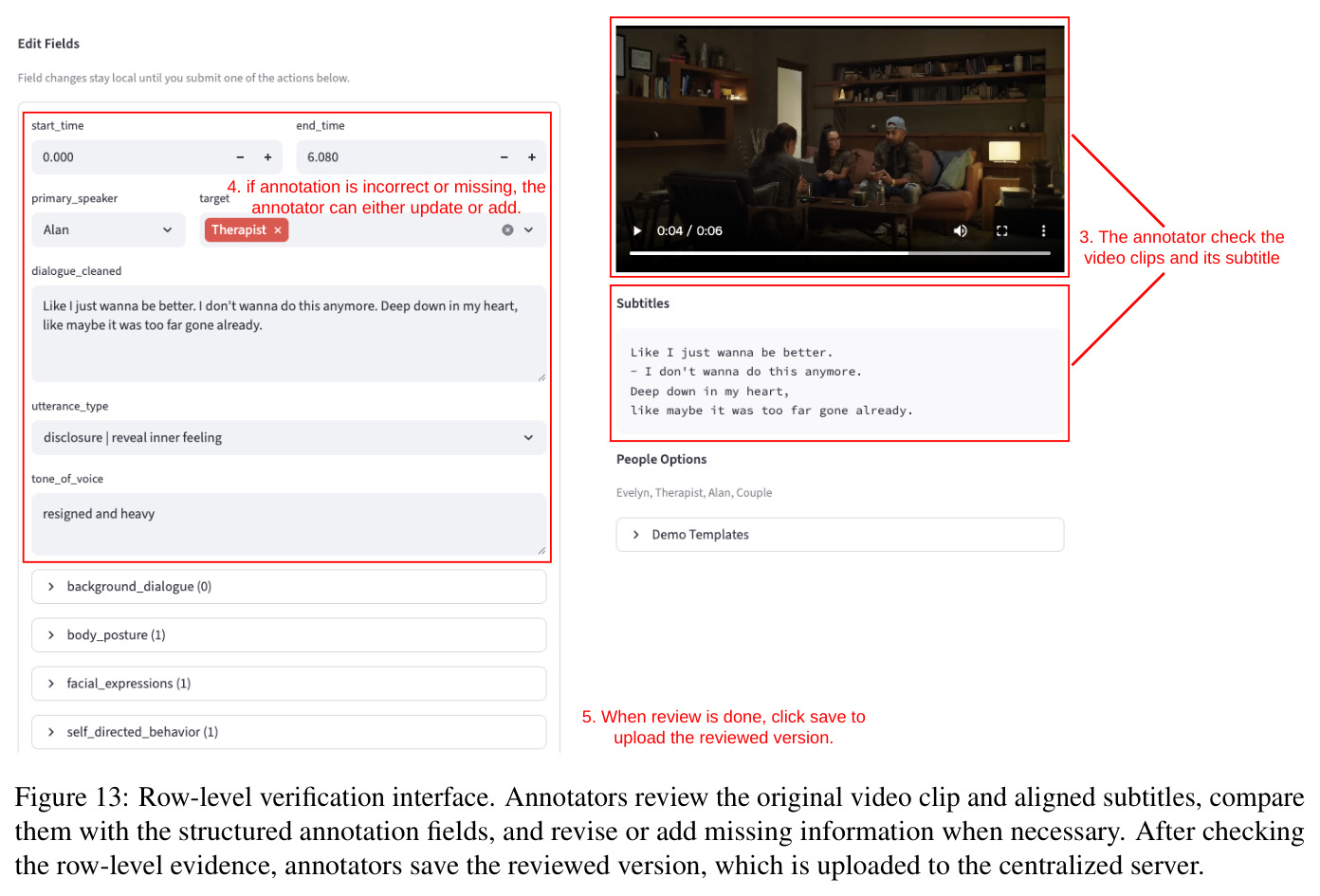 Row-level verification interface.